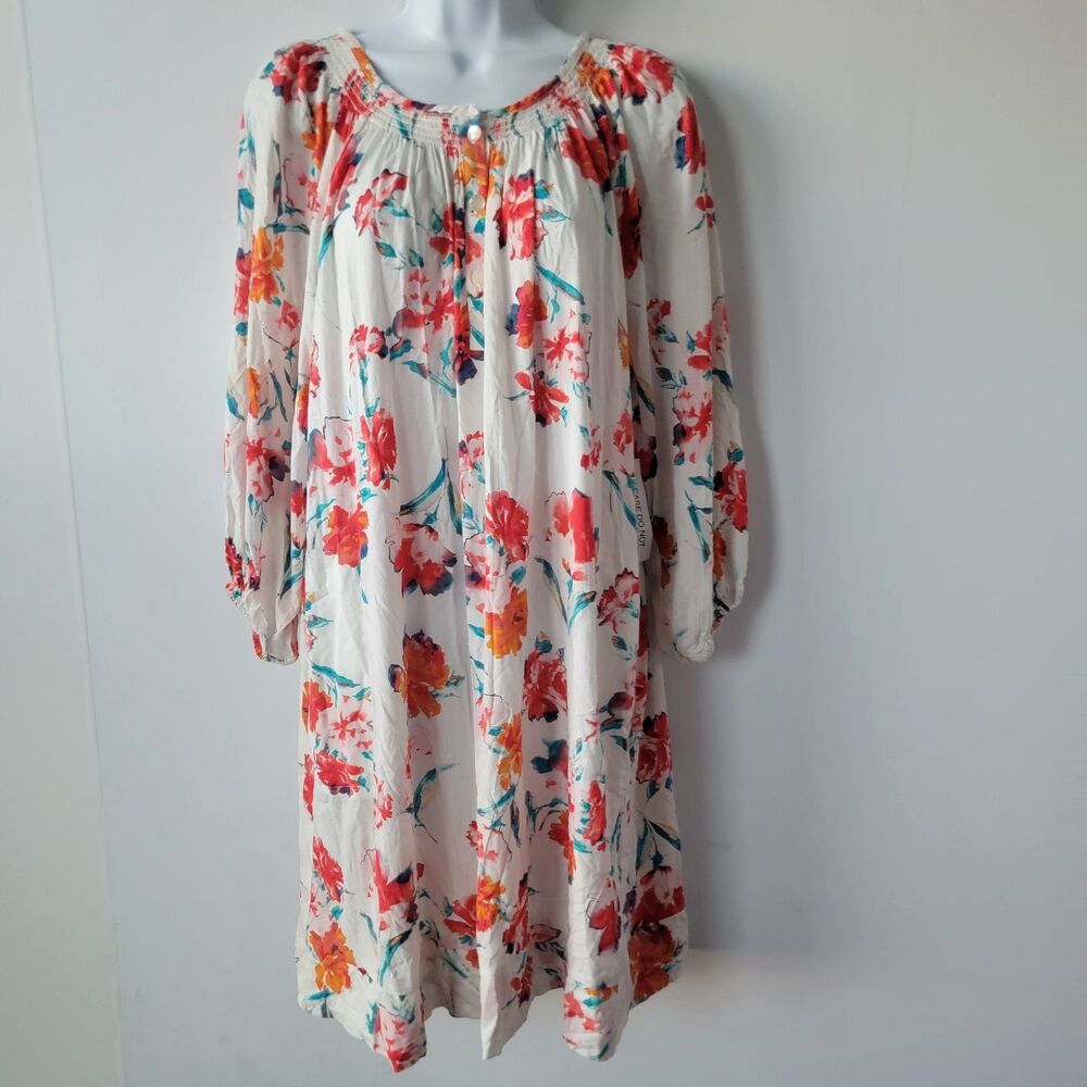 Eve mendes new work & company womens multi-color floral print dress sz L Chiffon
